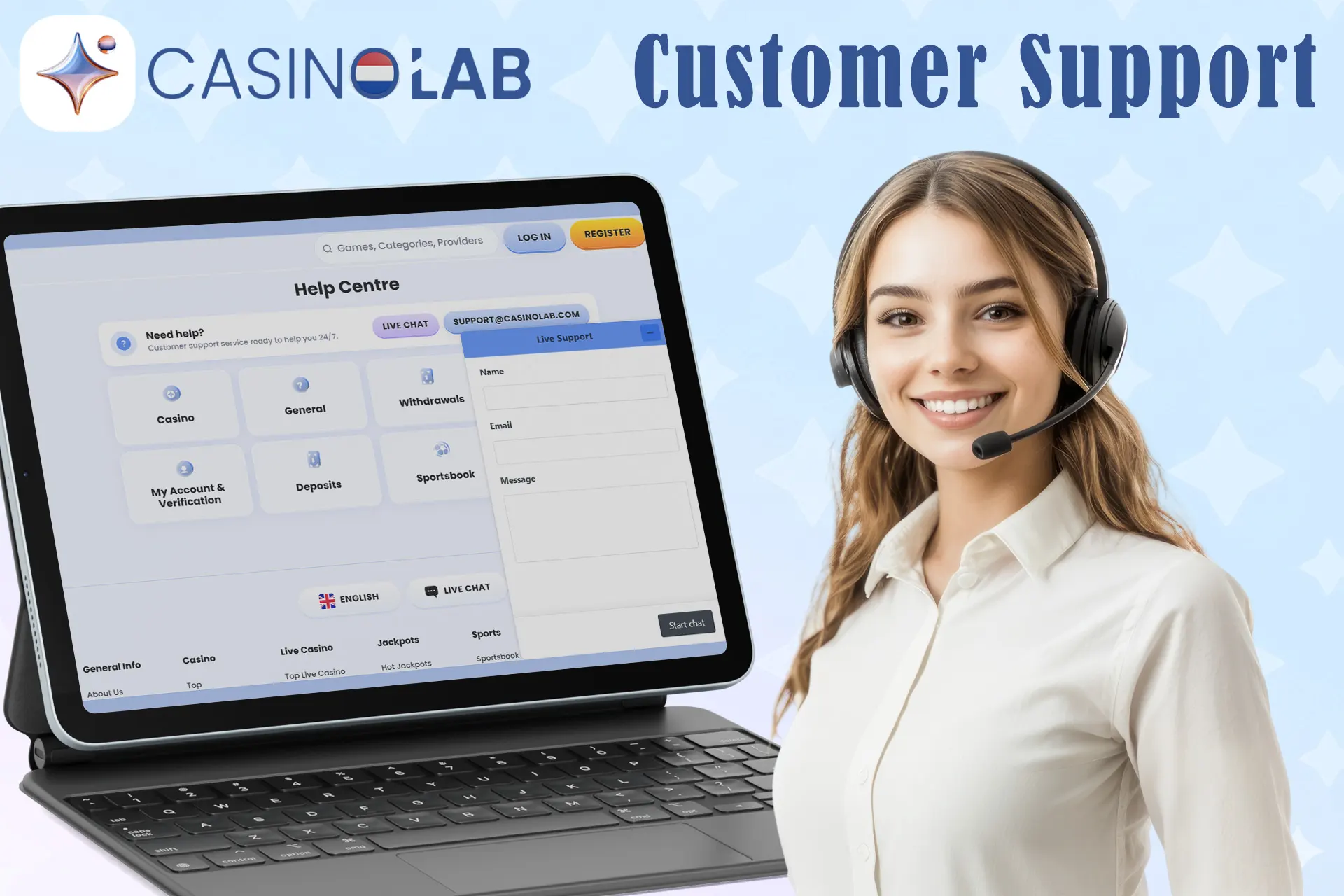 Casinolab biedt 24/7 klantenservice.